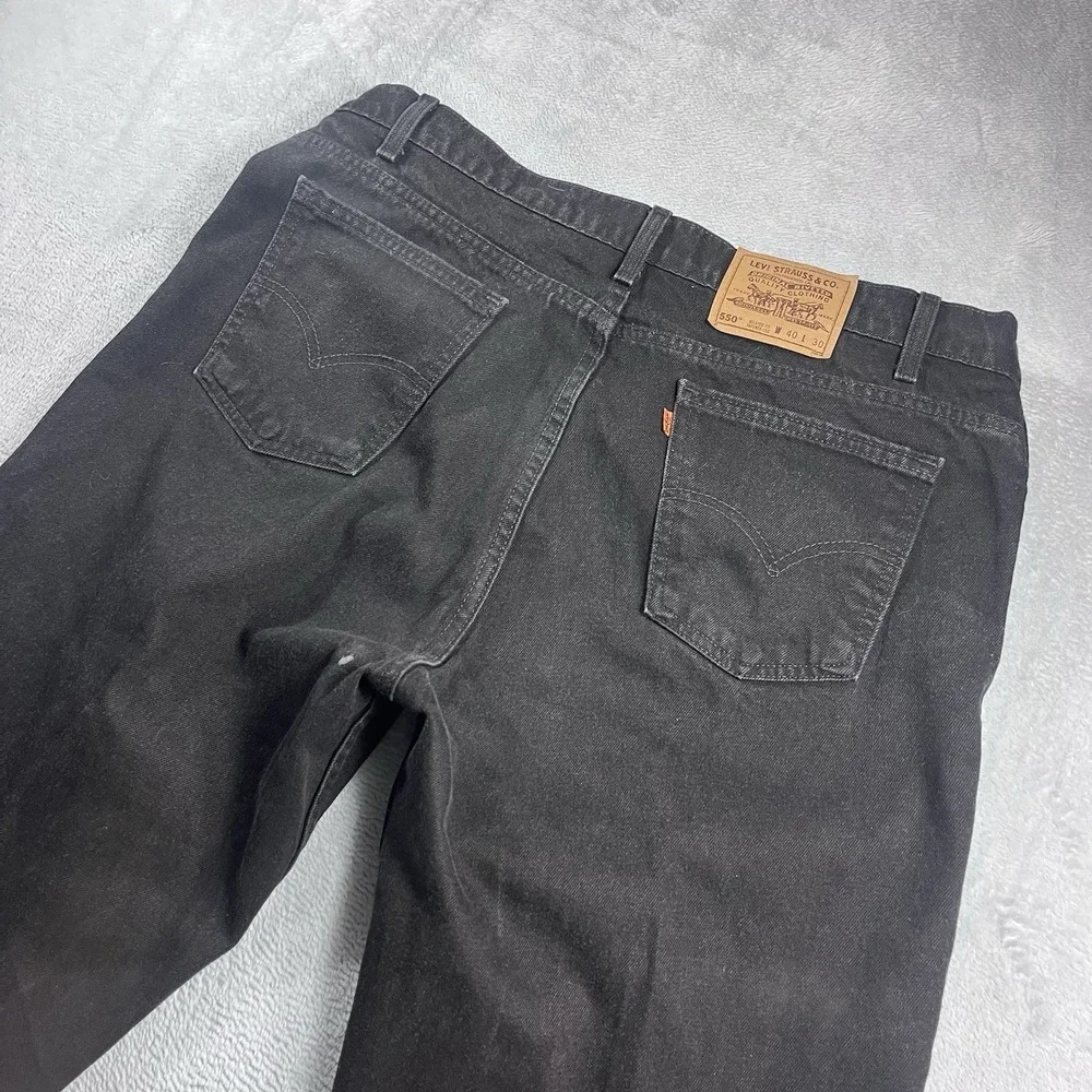 Vtg 96' Levis 550 USA Made 40x30 Mens Jeans Black Denim Relaxed Taper Orange Tab